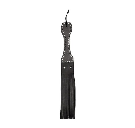 Wooden Handle Belt Whip Flogger Leather - Black